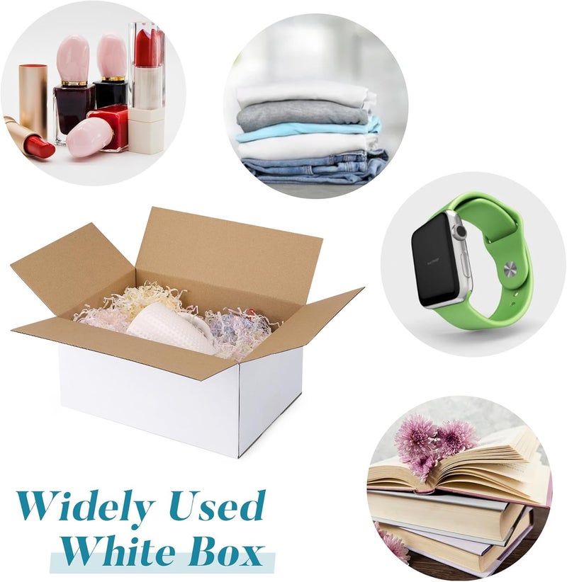 SPEPLA Shipping Boxes 10x7x5 Set of 6, White Corrugated Cardboard Box for Mailing Business Packaging - Image 2
